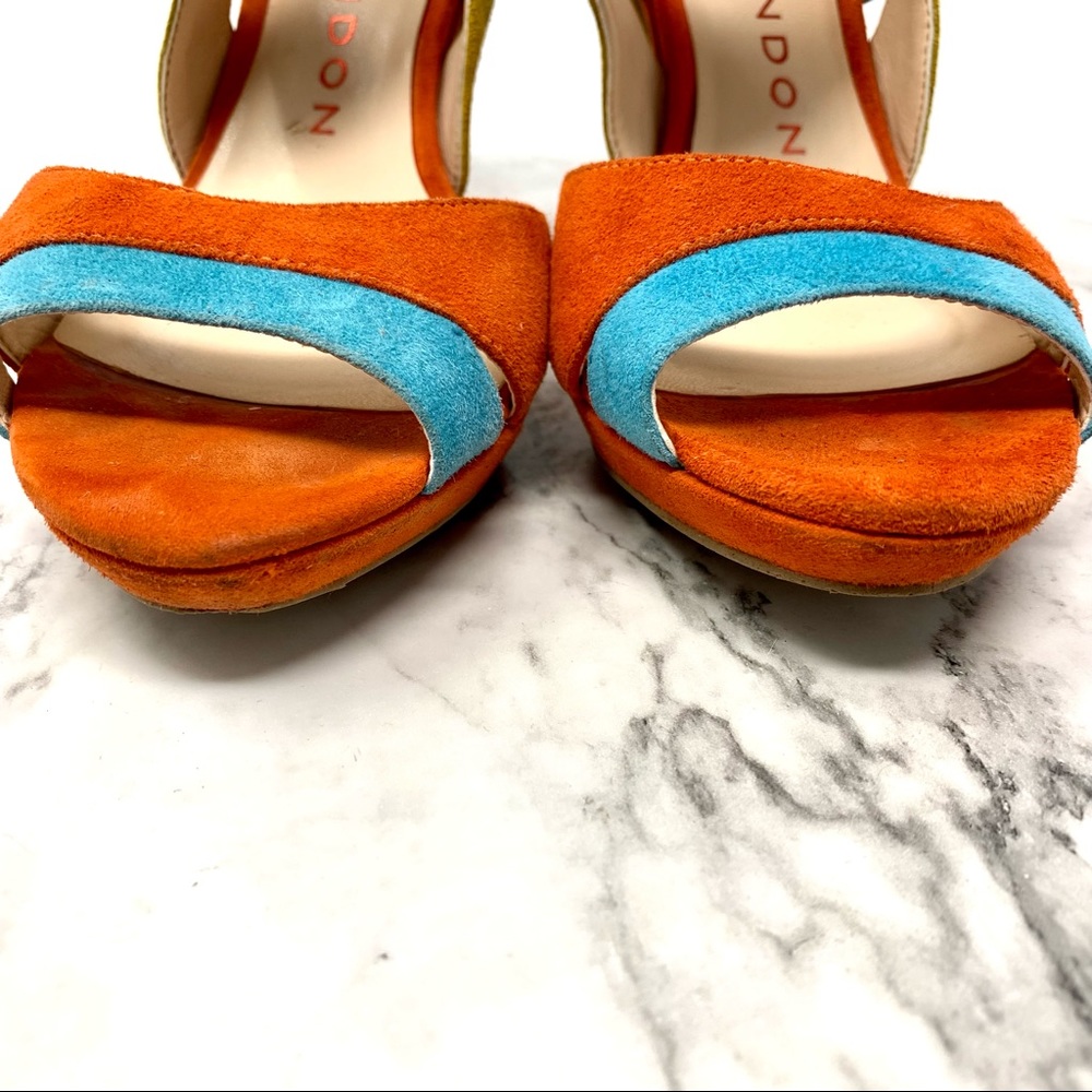 Sacha London Pasha Suede Colorful Sandals 6 Cocktail Resortwear Cruisewear Fun - Picture 11 of 15